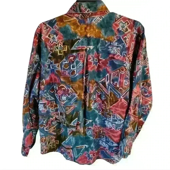 Mine & Bill's Outfitters Mens 1980's Vtg Retro Abstract Western Button Down. - Picture 3 of 6